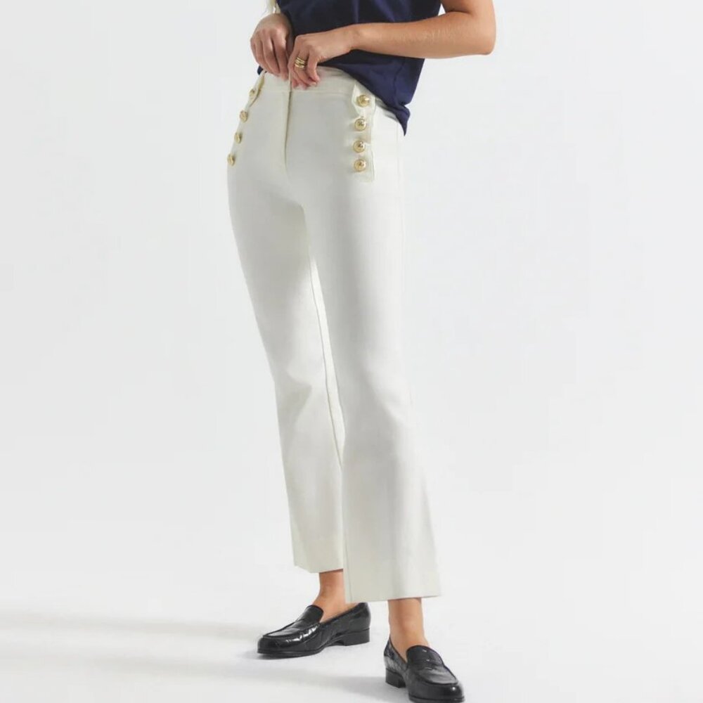 NWT Derek Lam 10 Crosby  Robertson Crop Flare Pants White size 6